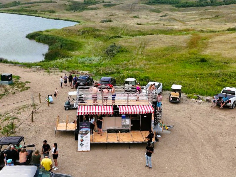 Mobile bar setup aerial view